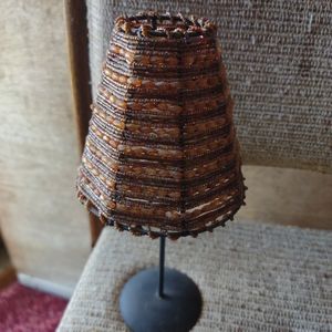 VINTAGE BEADED VOTIVE CANDLE HOLDER.